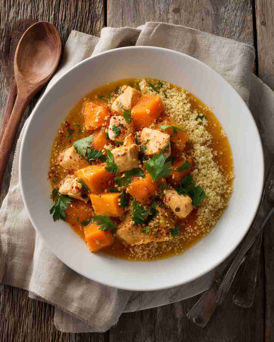 Aromatic Chicken and Sweet Potato Stew with Couscous