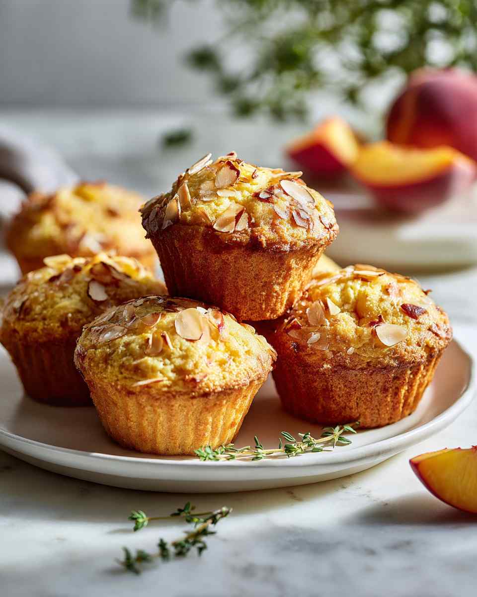 Baked Almond and Peach Muffins