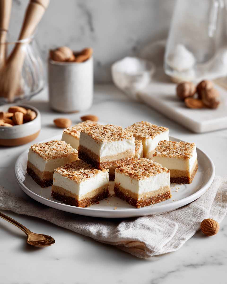 Baked Almond Cheesecake Bars