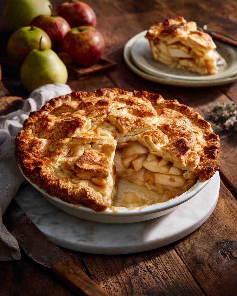 Baked Apple Pear Pie with Flaky Crust