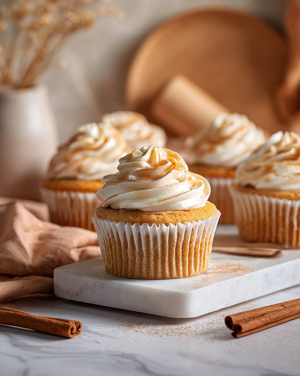 Baked Apple Pie Cupcakes with Cinnamon Buttercream Frosting