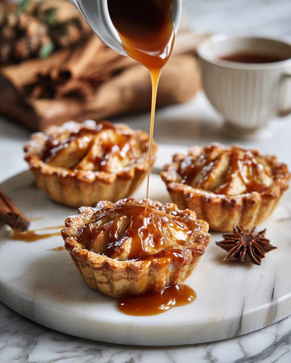 Baked Apple Pie Tartlets with Caramel Sauce