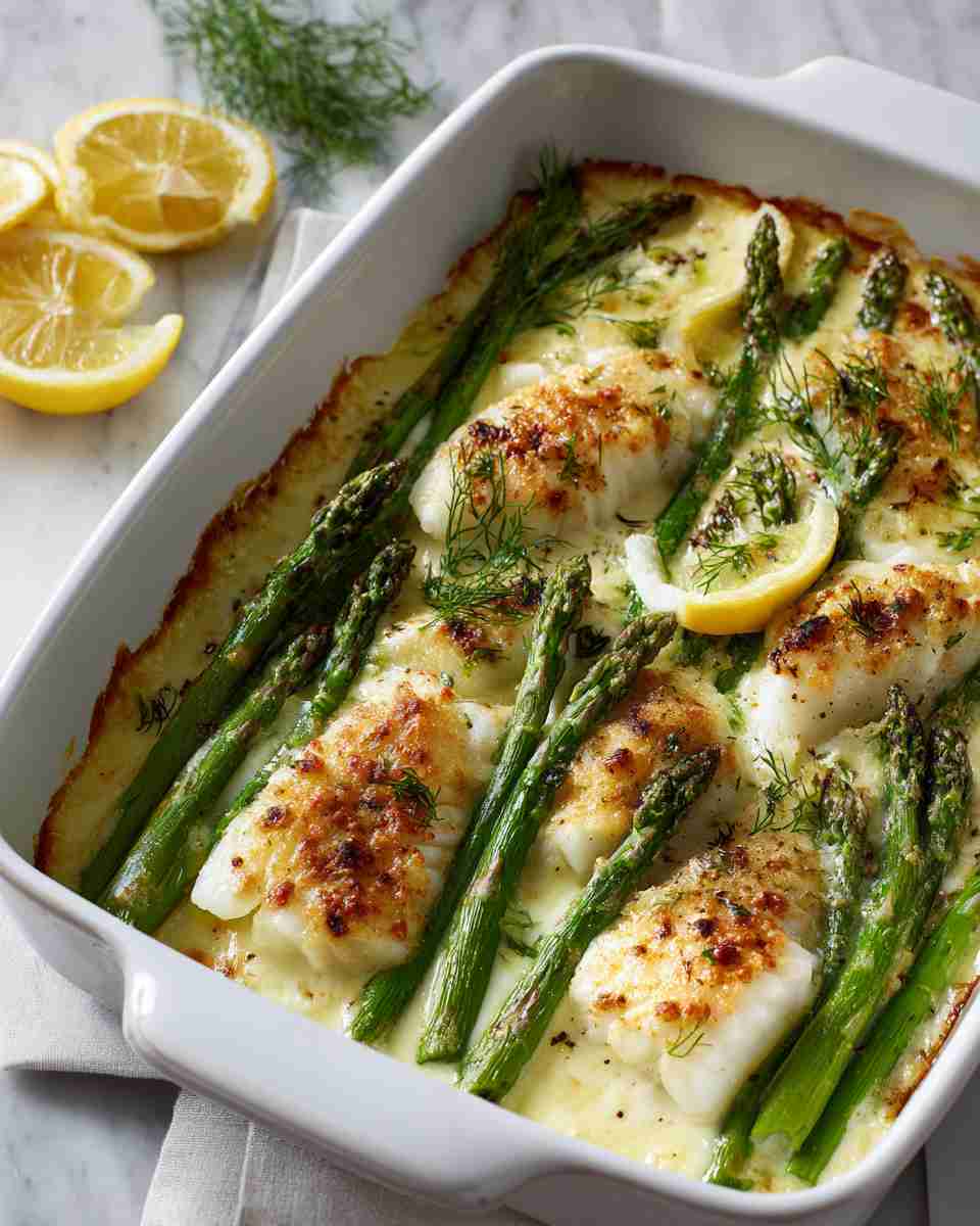 Baked Asparagus and Cod Casserole