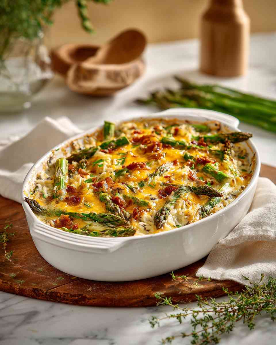 Baked Asparagus and Wild Rice Casserole