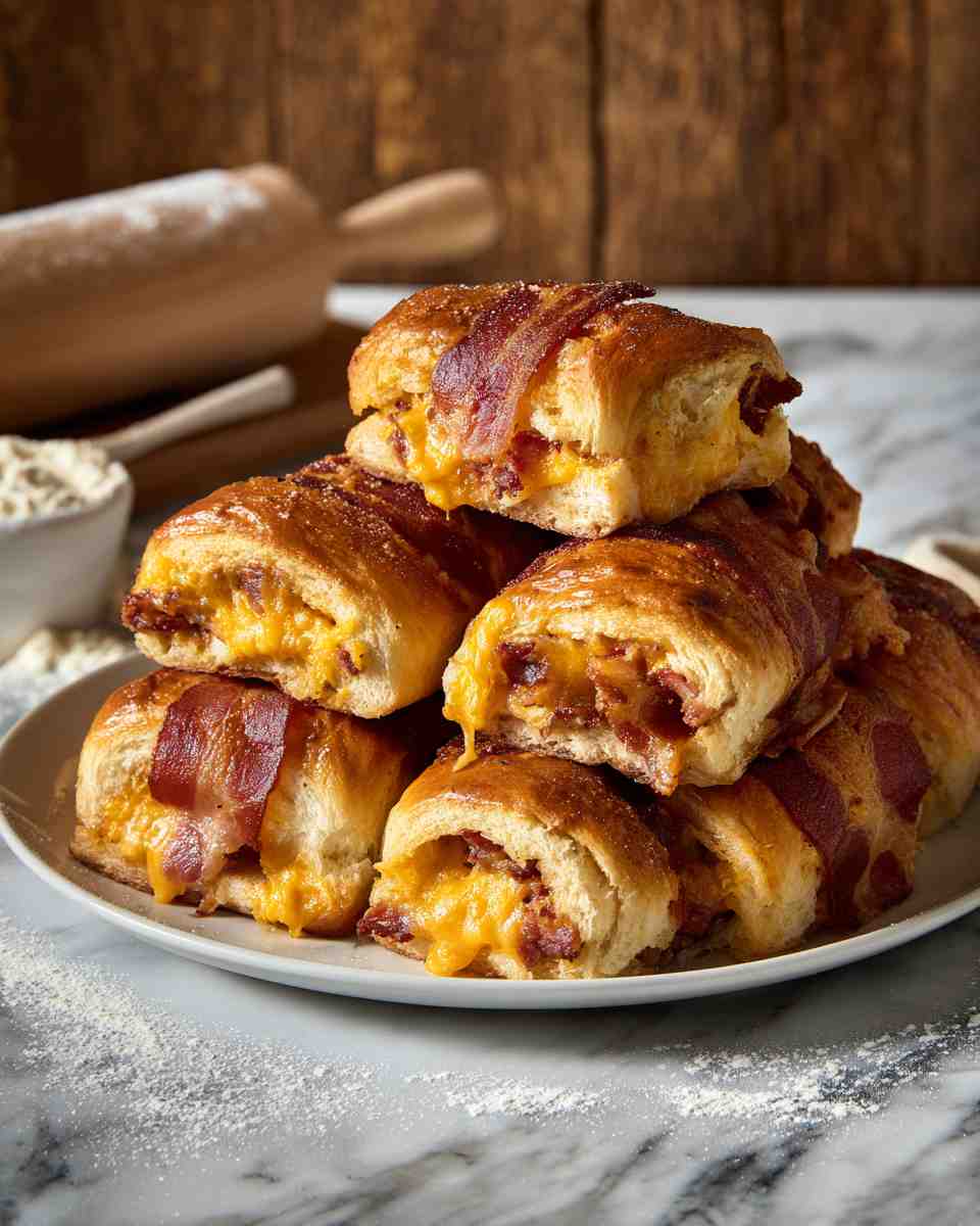 Baked Bacon Cheeseburger Rolls