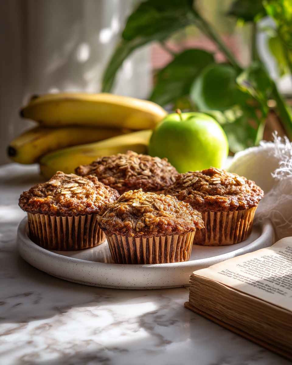 Baked Banana Apple Oat Muffins