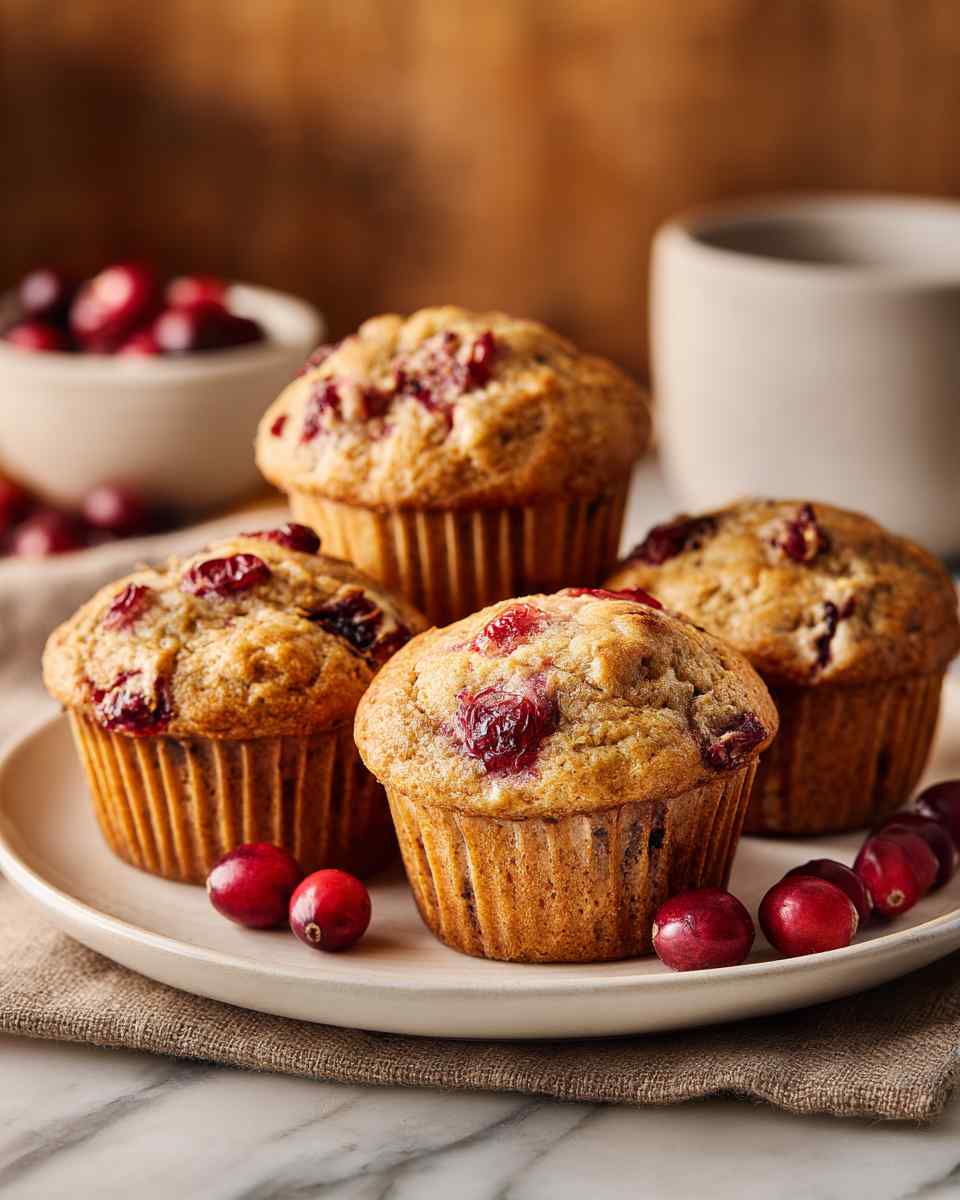Baked Banana Cranberry Muffins