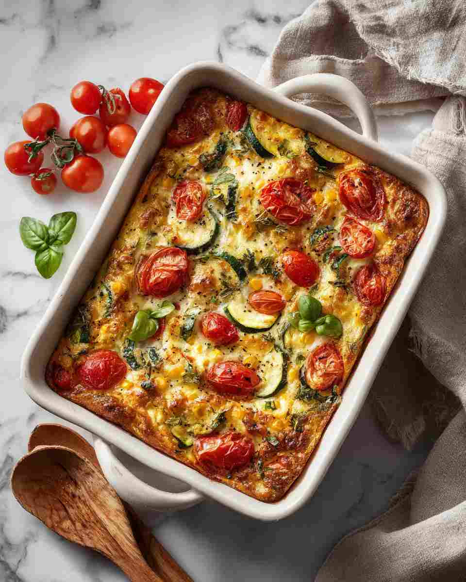 Baked Basil Corn and Tomato Casserole