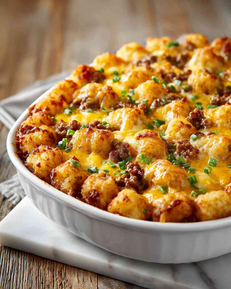 Baked Beef and Bacon Tater Tot Casserole
