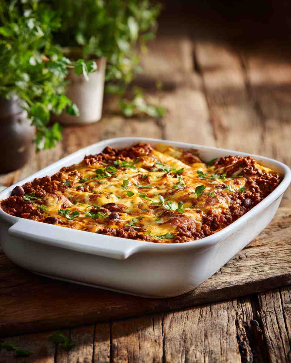 Baked Beef and Bean Burrito Casserole