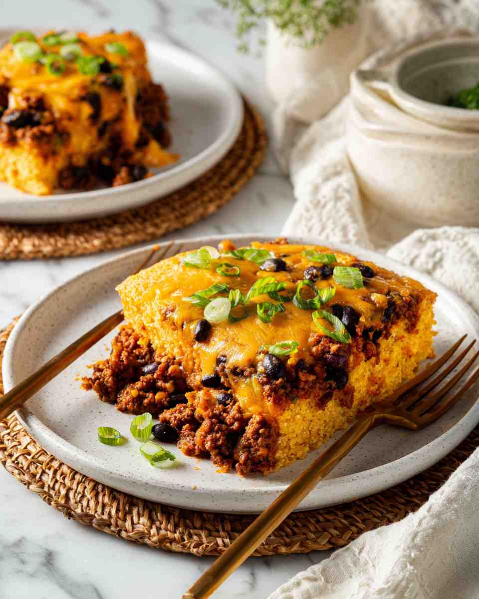 Baked Beef and Black Bean Tamale Casserole