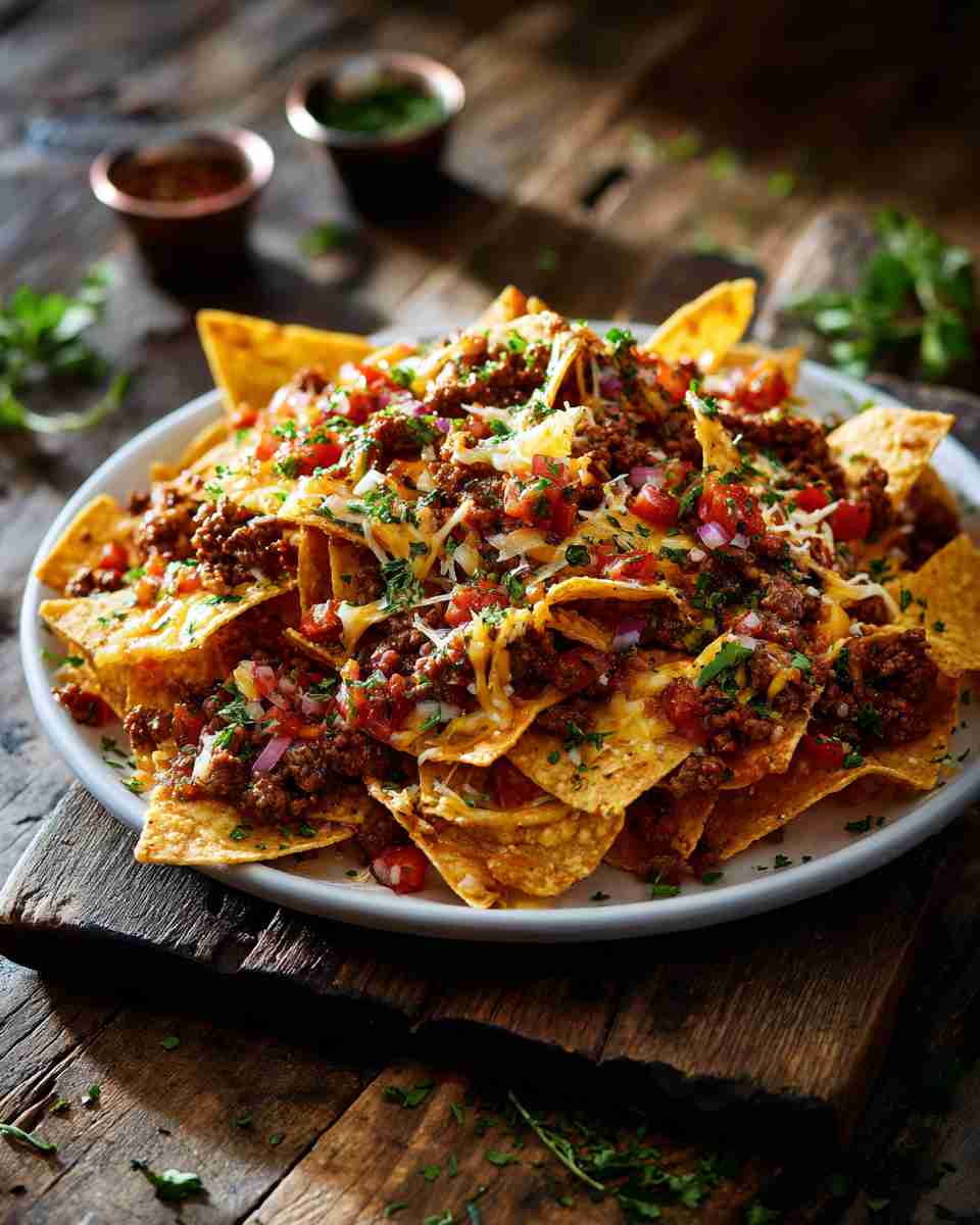 Baked Beef and Cheese Nachos