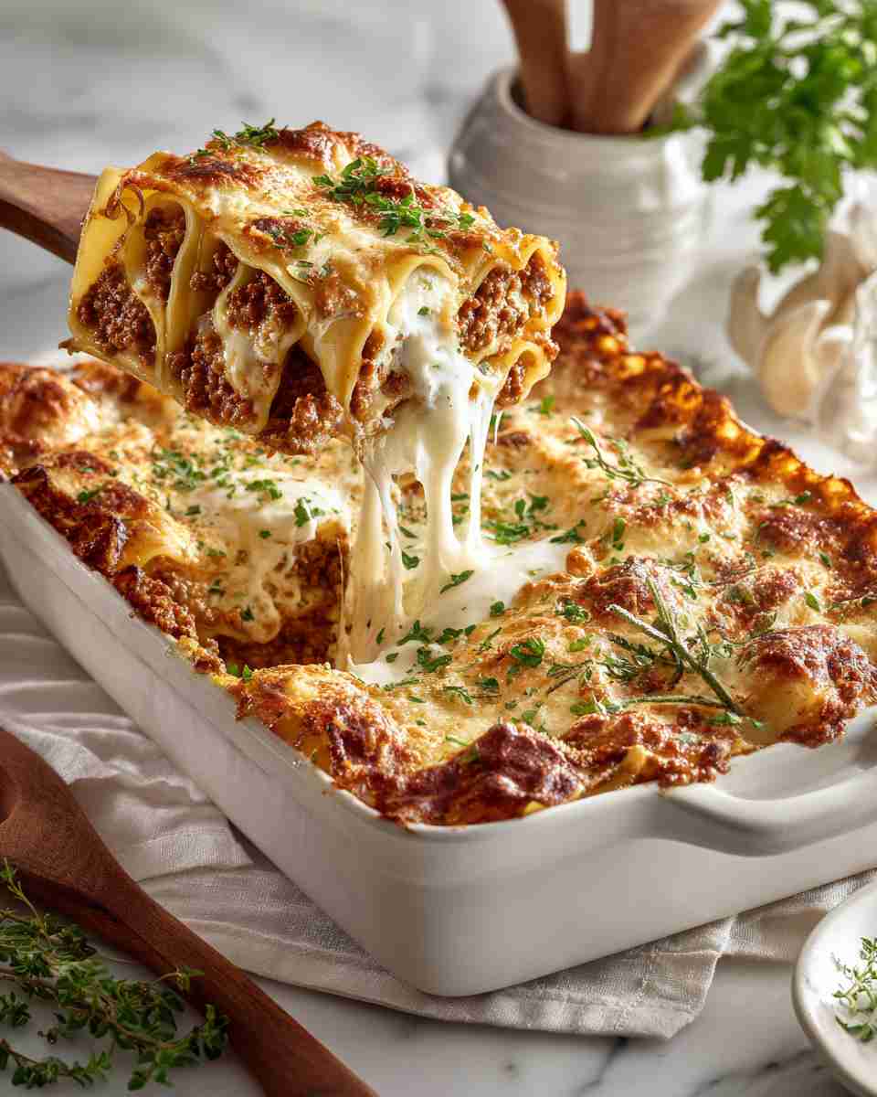 Baked Beef and Pork Cannelloni Lasagna