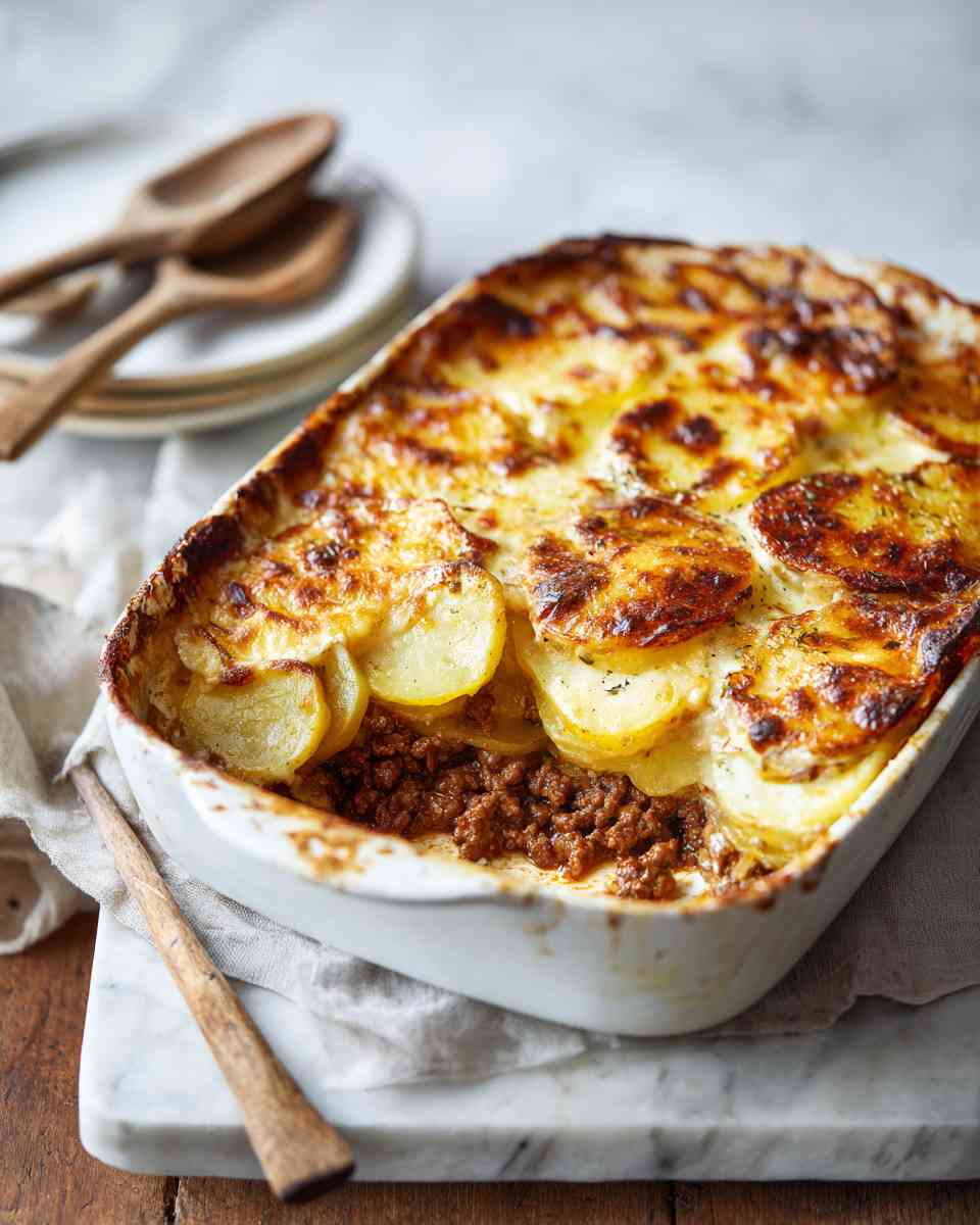 Baked Beef and Potato Moussaka Casserole
