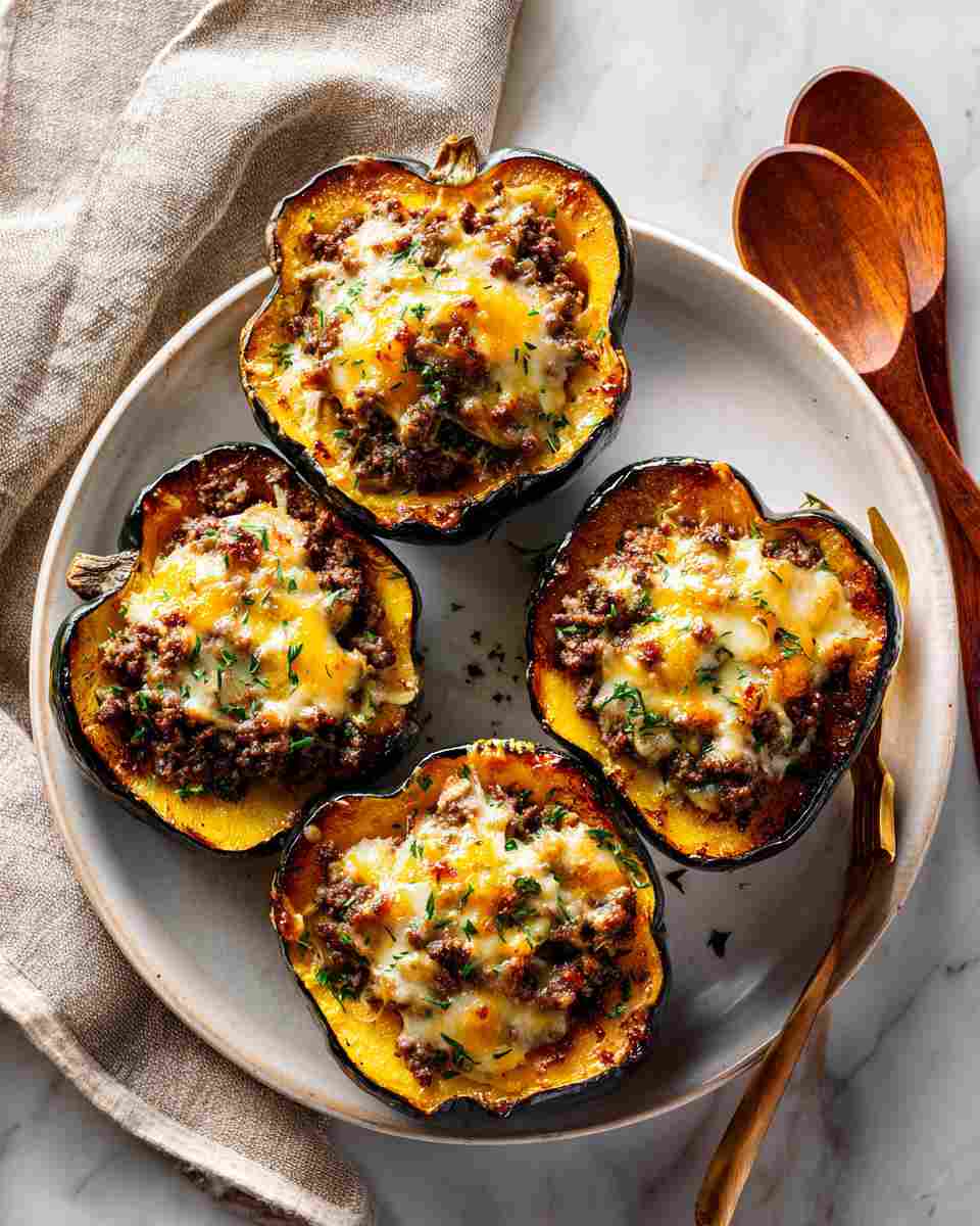 Baked Beef and Rice Stuffed Acorn Squash