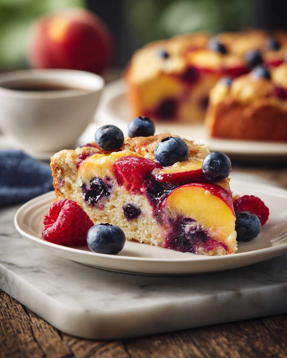 Baked Berry and Nectarine Buckle Cake