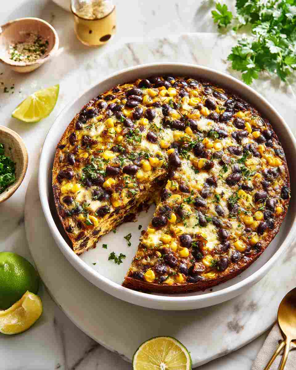 Baked Black Bean and Corn Tortilla Casserole