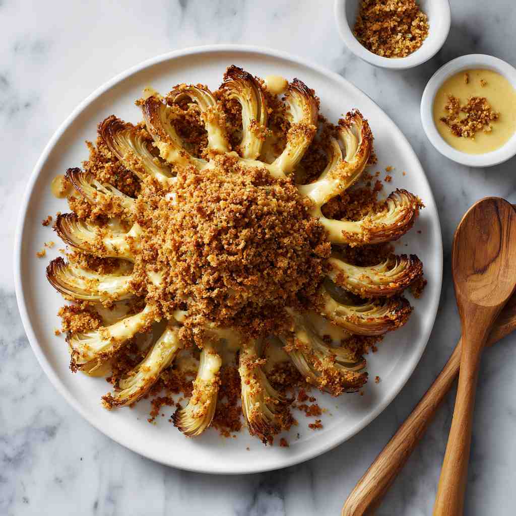 Baked Blooming Onion with Mustard Butter Crumb Topping
