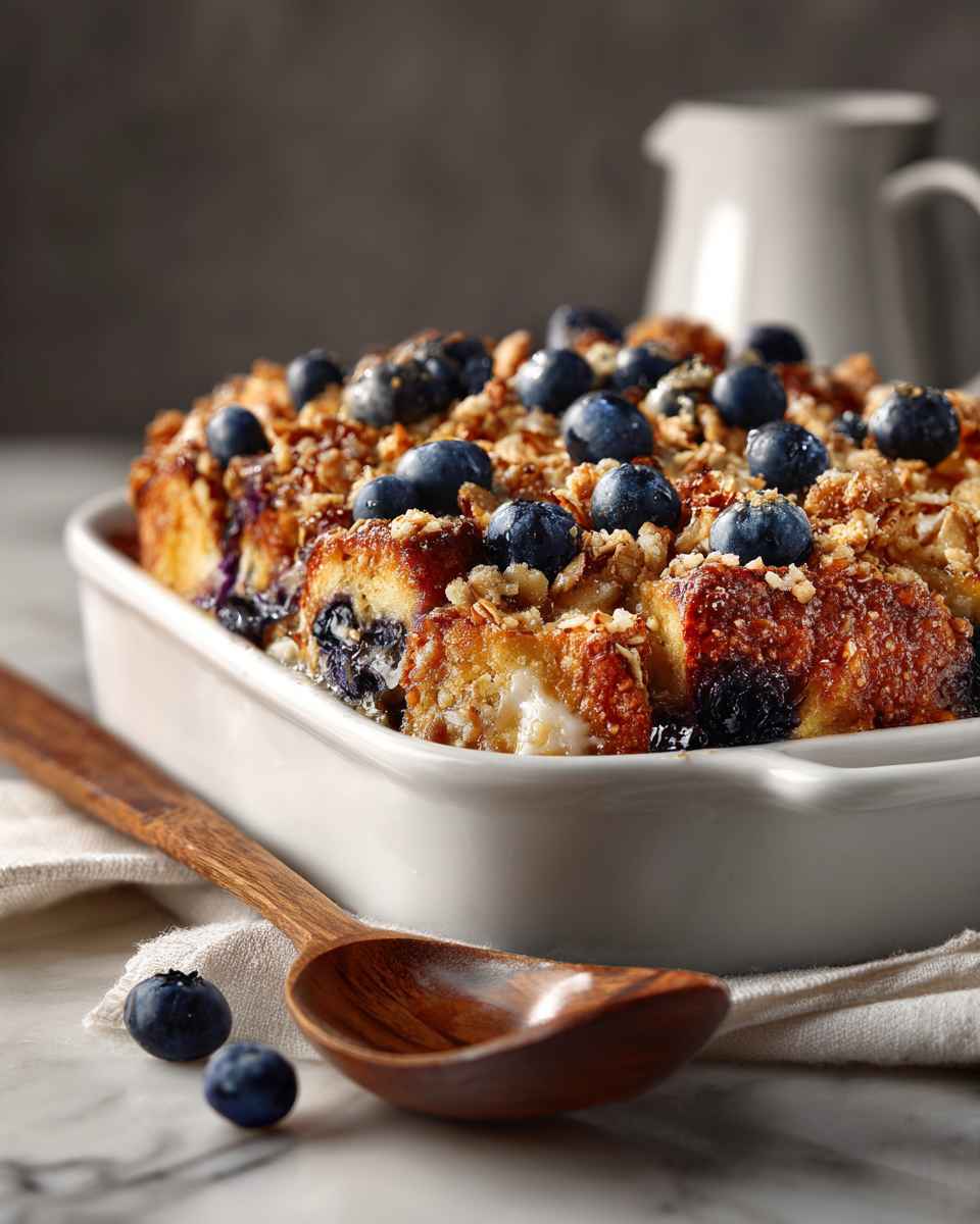 Baked Blueberry Crunch French Toast Casserole