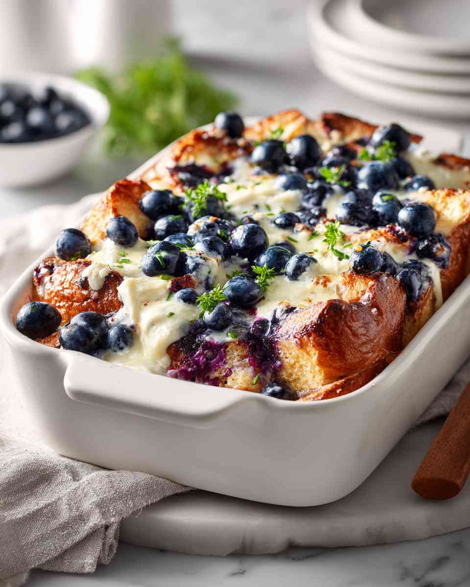 Baked Blueberry Mascarpone French Toast Casserole