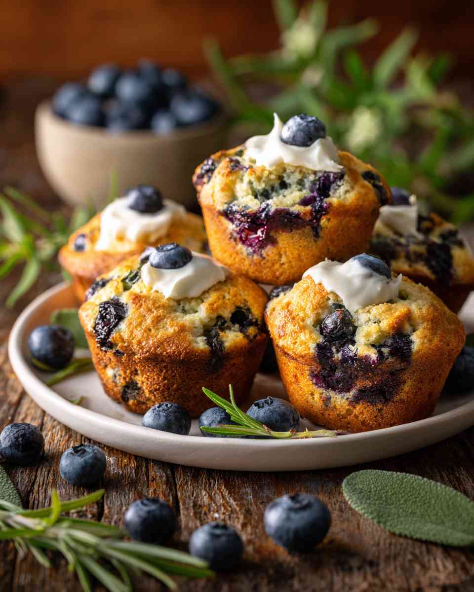 Baked Blueberry Sour Cream Muffins