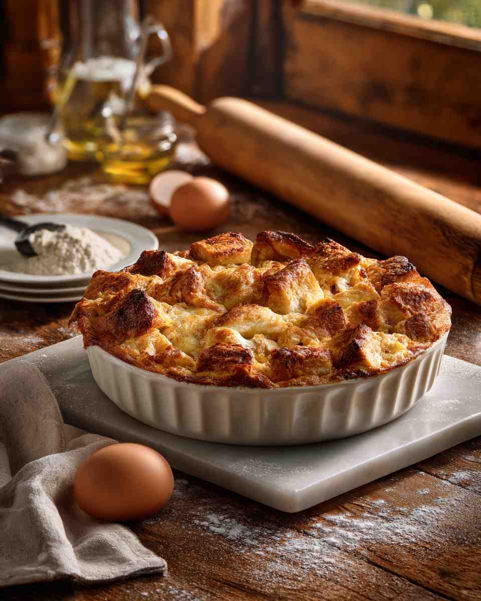 Baked Bread Pudding Pie