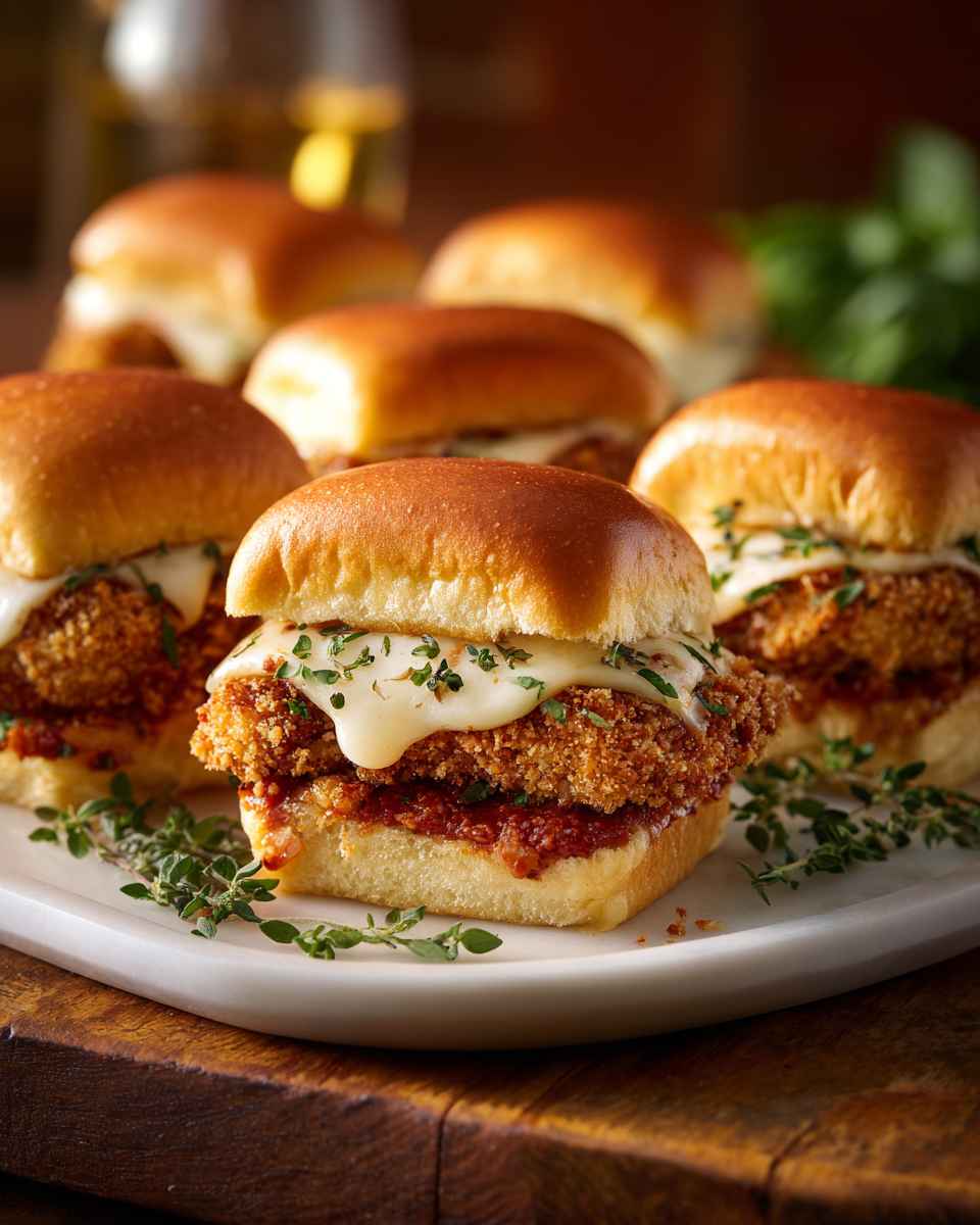 Baked Breaded Chicken Parmesan Sliders