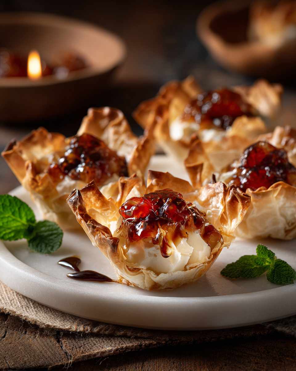 Baked Brie Phyllo Cups with Fruit Spread