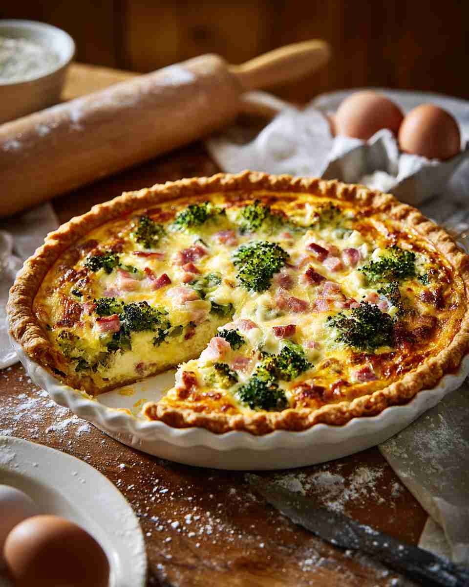 Baked Broccoli and Ham Quiche