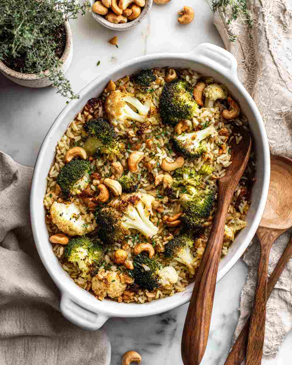 Baked Brown Rice and Roasted Vegetable Casserole