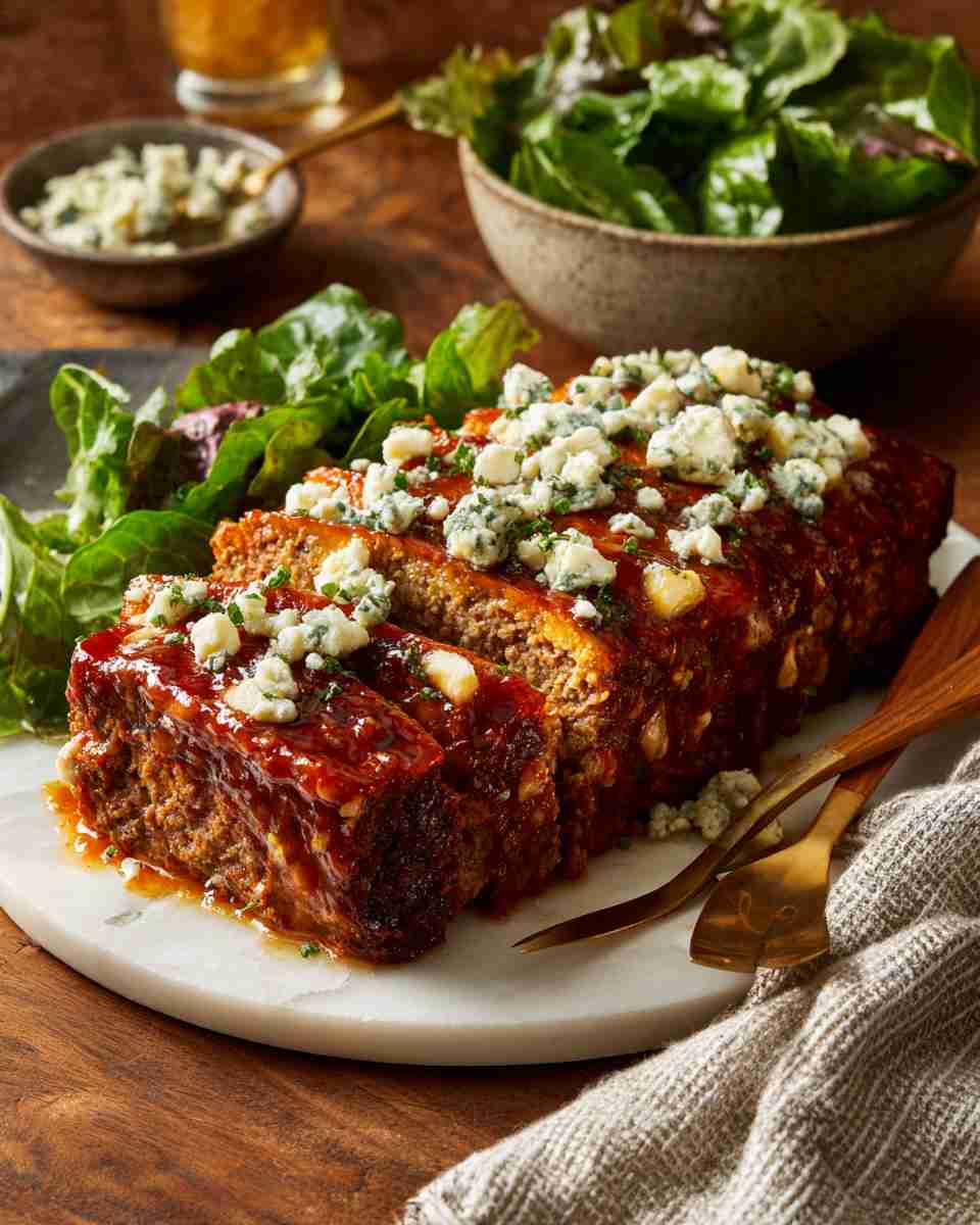 Baked Buffalo Blue Cheese Meatloaf
