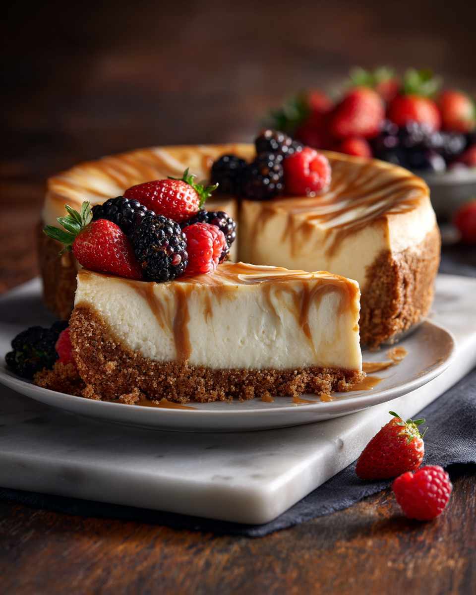 Baked Butterscotch Swirl Cheesecake