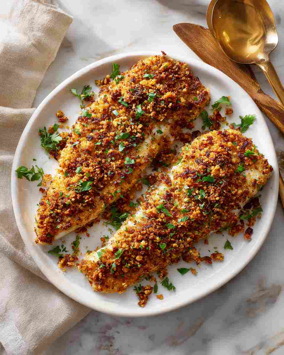 Baked Cajun Pecan Crusted Catfish