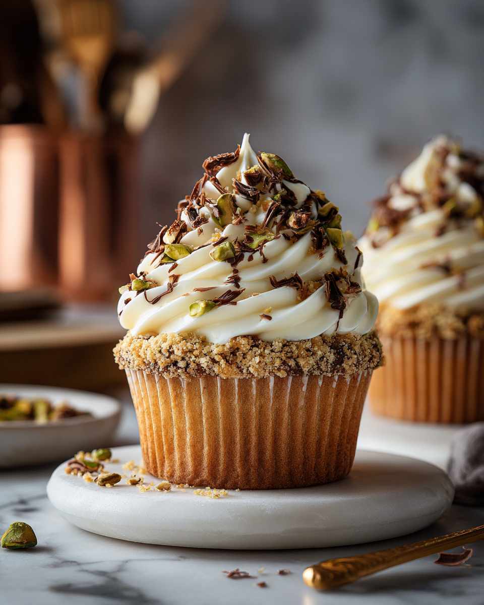 Baked Cannoli Cupcakes with Creamy Ricotta Filling