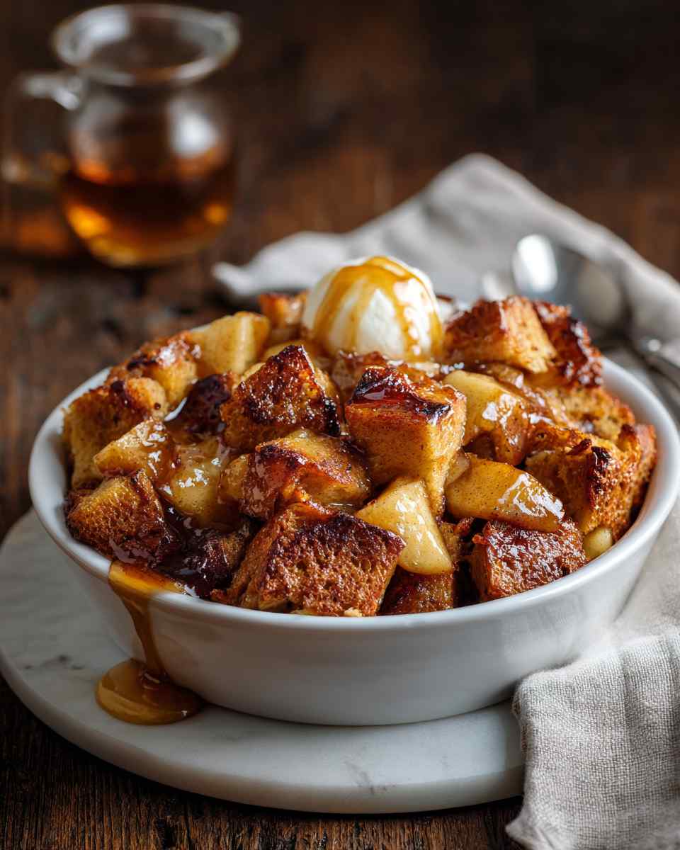 Baked Caramel Apple Cinnamon Bread Pudding