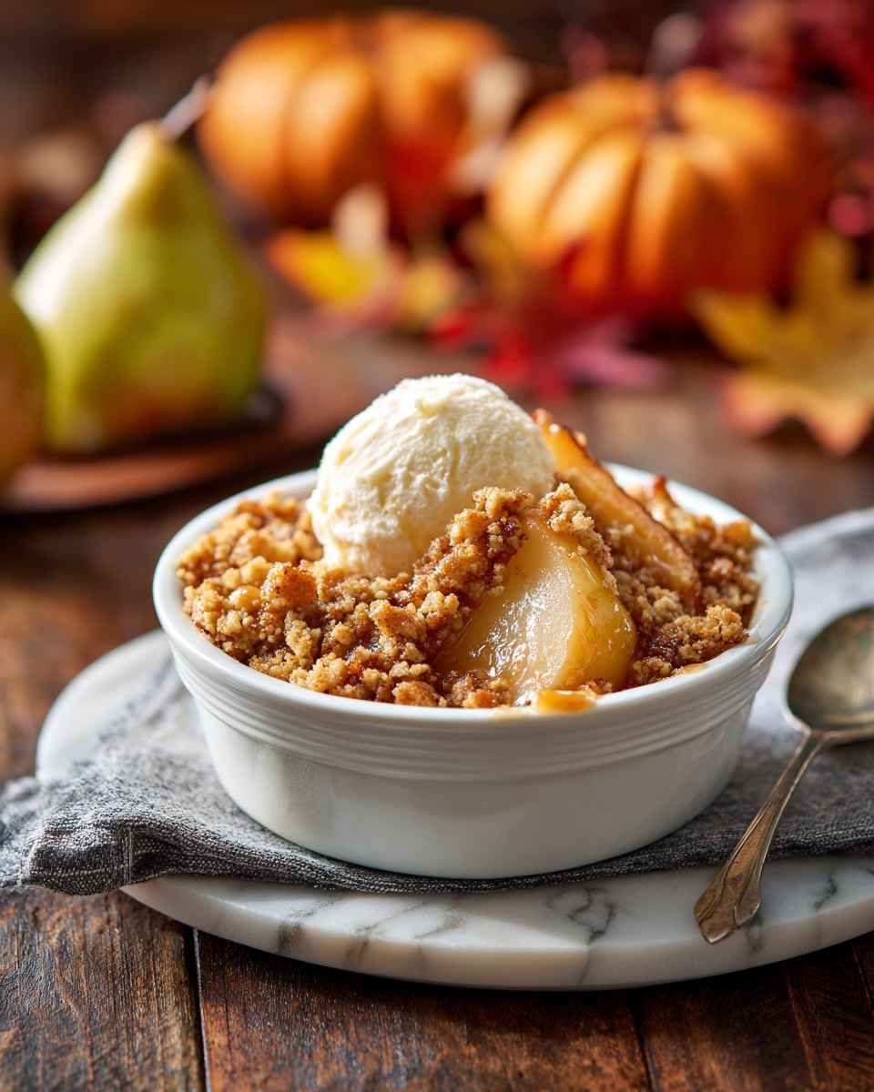 Baked Caramel Pear Crumble Dessert