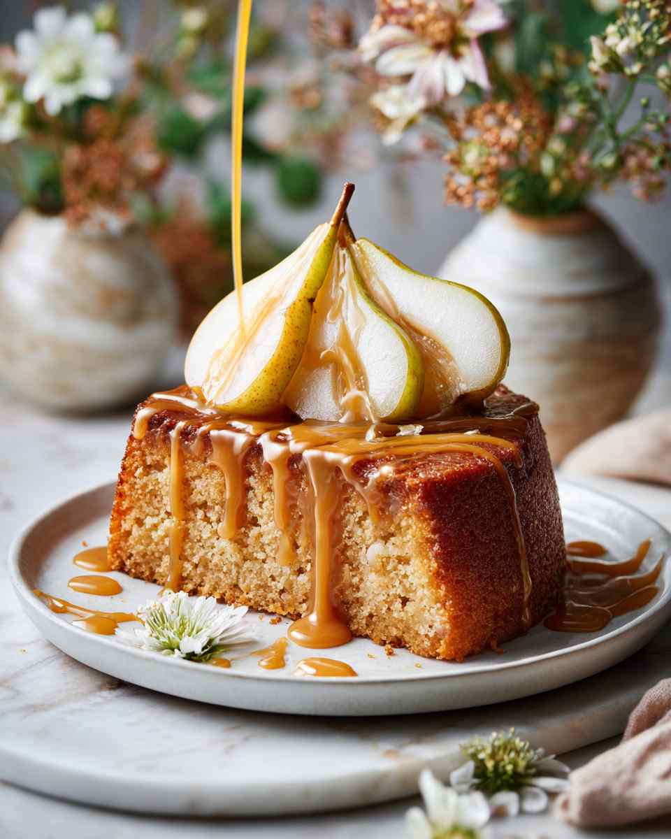 Baked Caramel Pear Pudding Cake