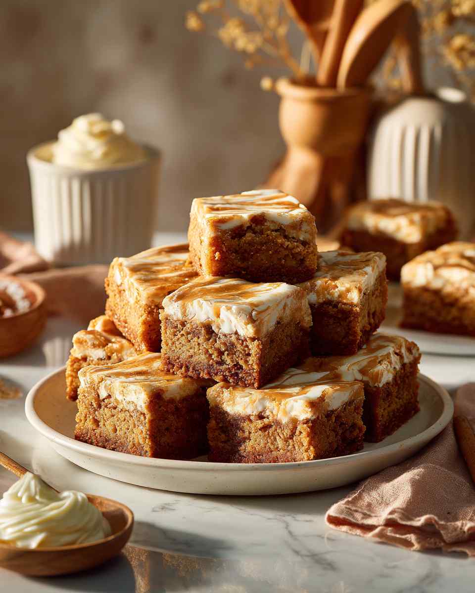 Baked Caramel Snickerdoodle Blondies