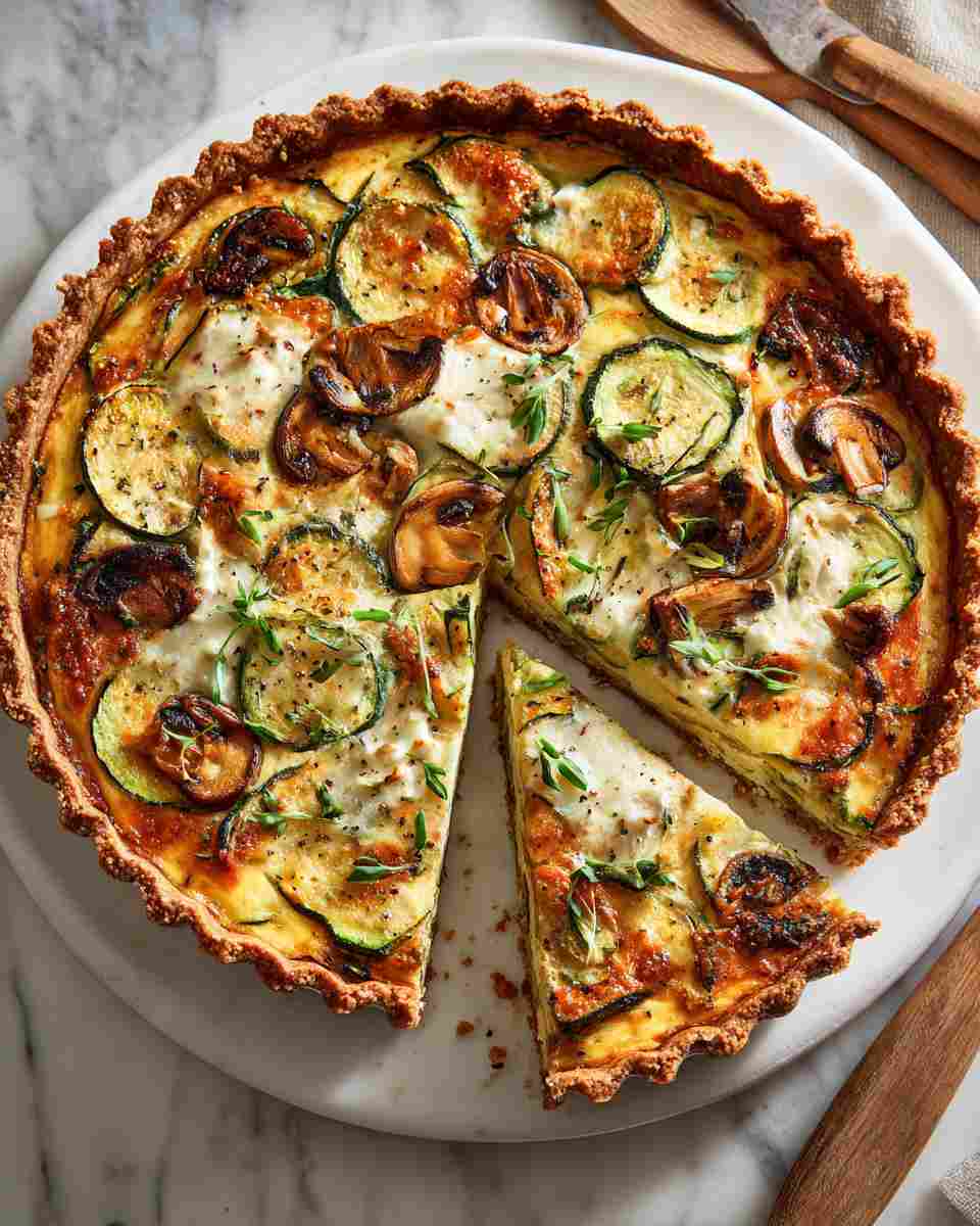 Baked Cheddar and Vegetable Quiche Tart