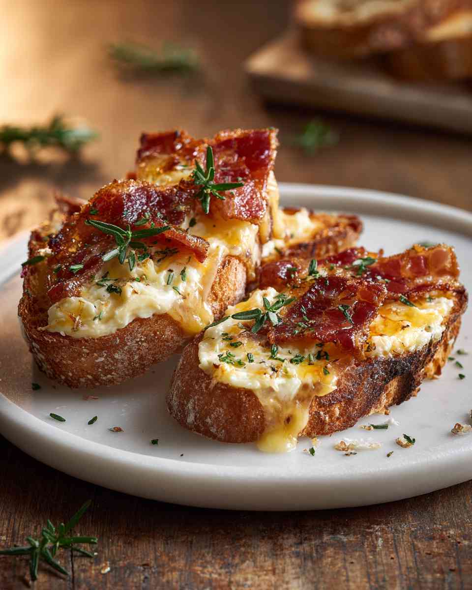 Baked Cheddar Bacon Toasts