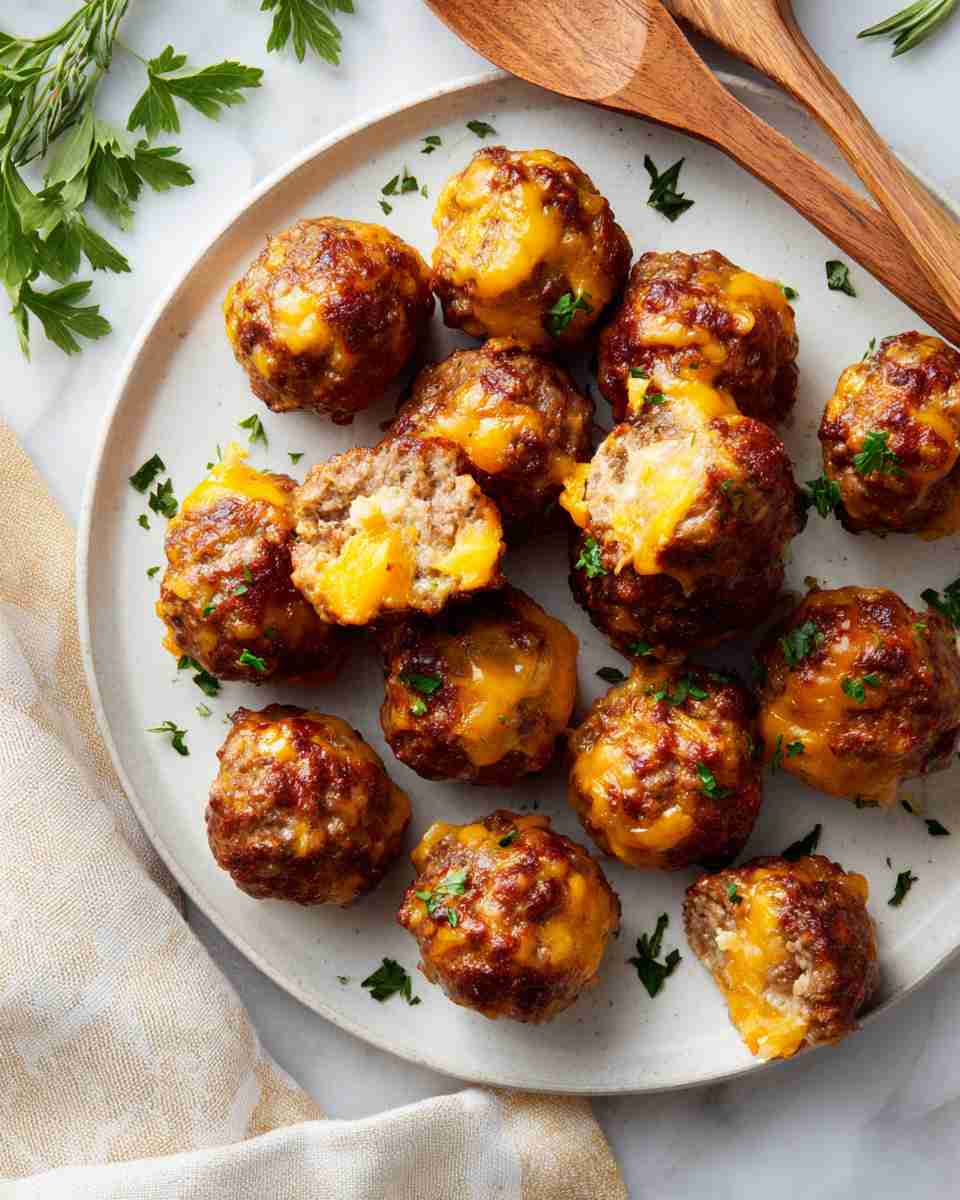 Baked Cheddar Cheese Meatballs