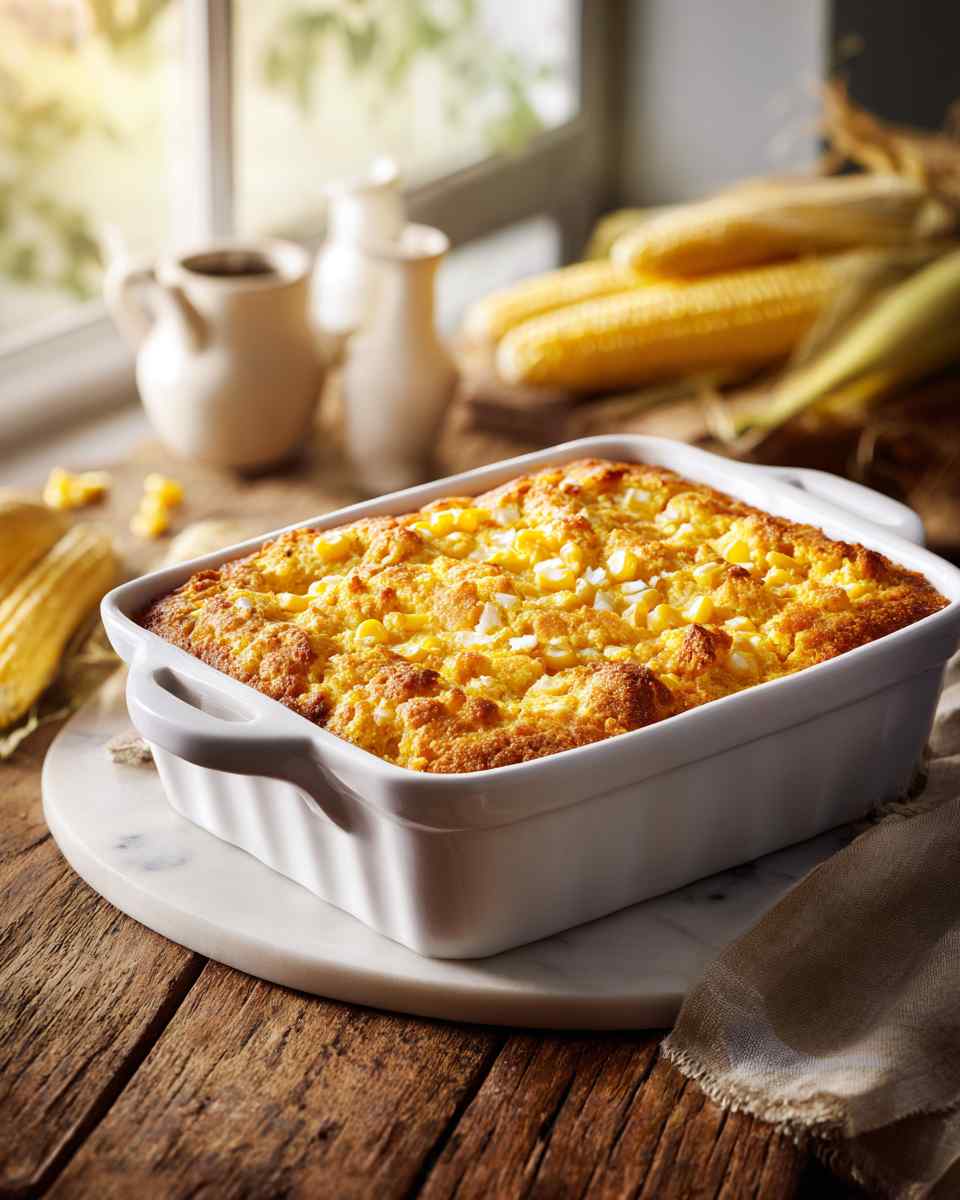 Baked Cheddar Cornbread Casserole