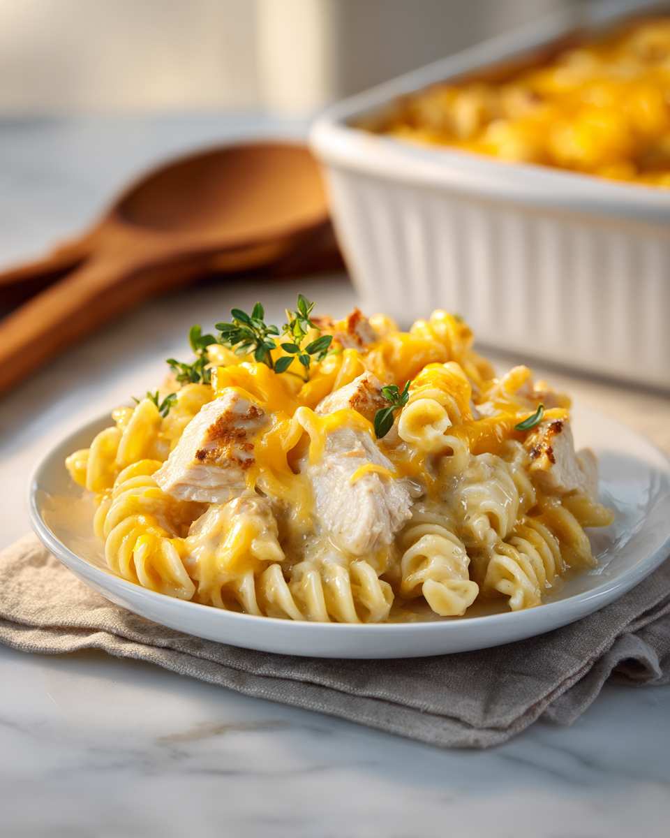 Baked Cheddar Turkey and Pasta Casserole