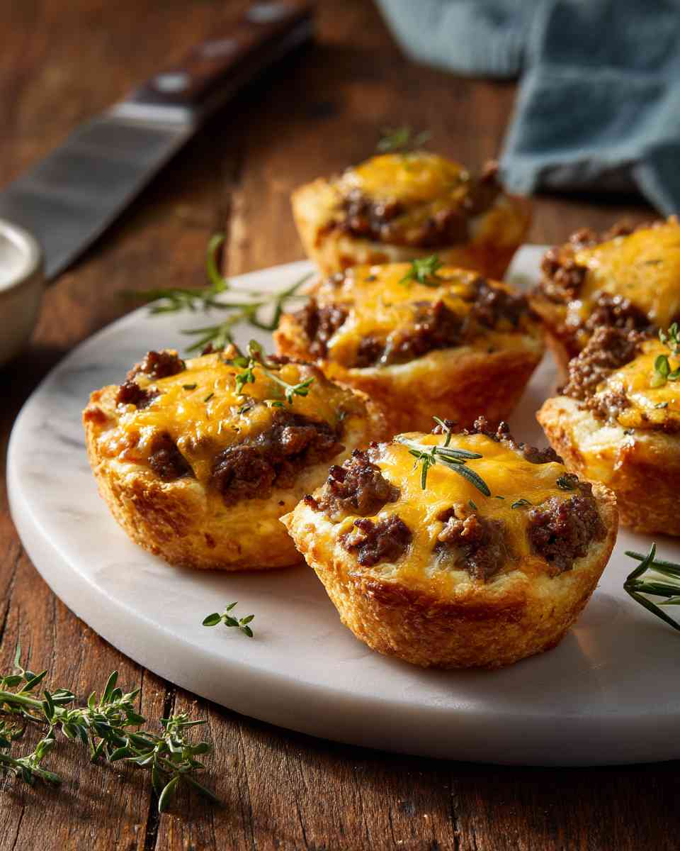 Baked Cheeseburger Cups with Ground Beef and Velveeta