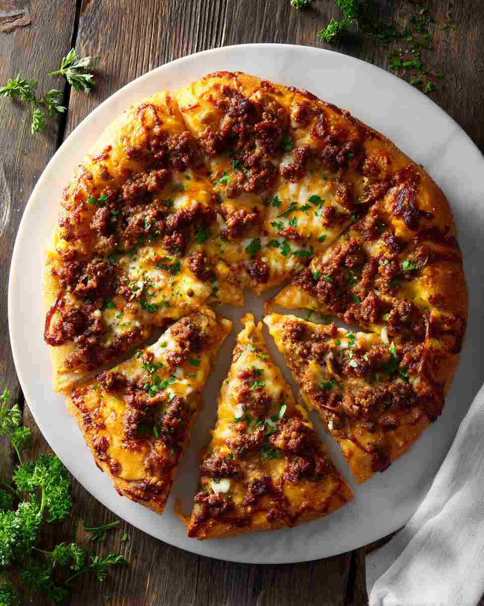 Baked Cheeseburger Pizza