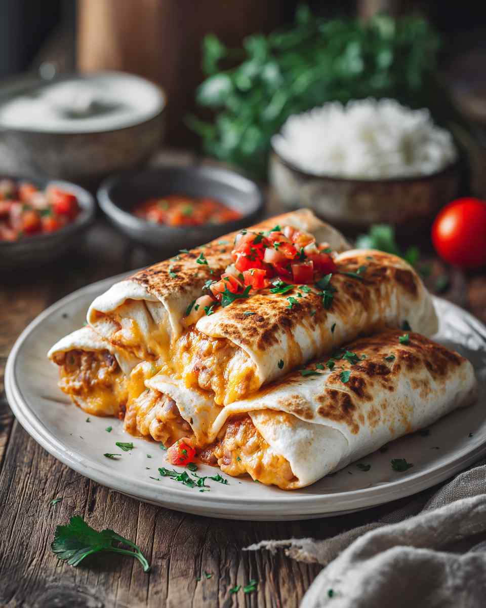 Baked Cheesy Bean Burritos