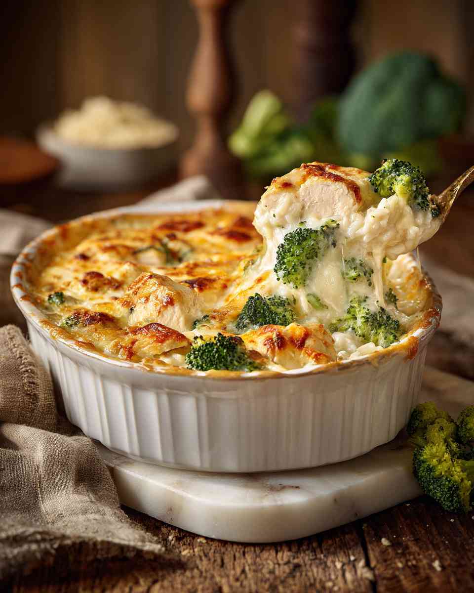 Baked Cheesy Chicken and Broccoli Rice Casserole