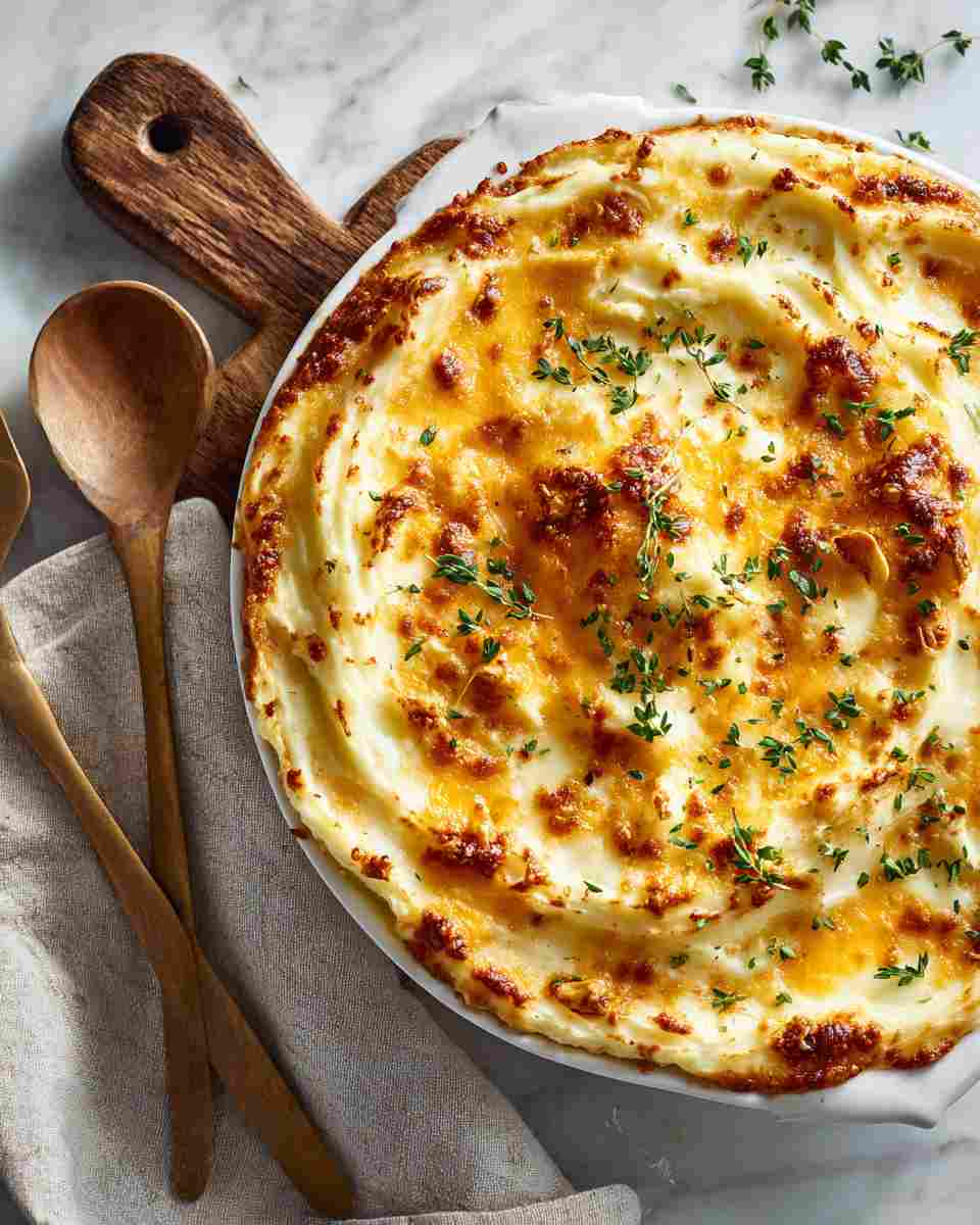 Baked Cheesy Garlic Mashed Potatoes