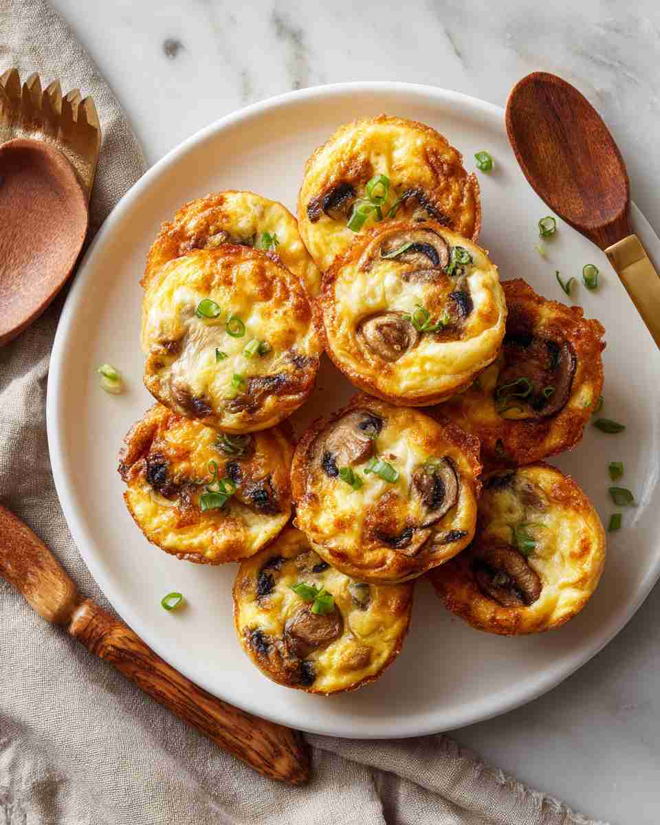 Baked Cheesy Mushroom and Onion Egg Puffs