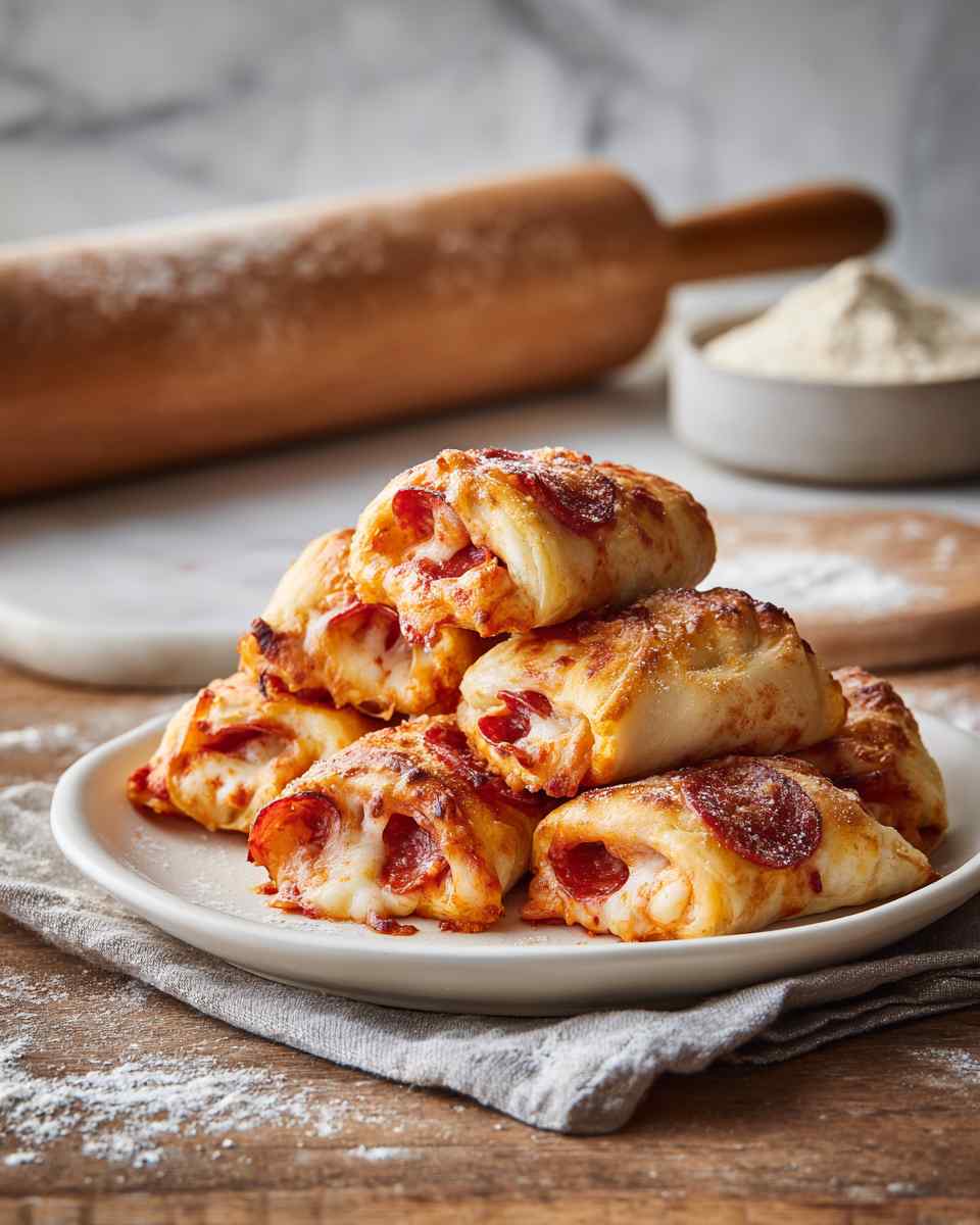 Baked Cheesy Pepperoni Pizza Rolls